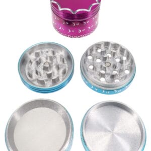 Diamond-Cut 4-Part Metal Herb Grinder “Moon Phase” – Assorted Colors