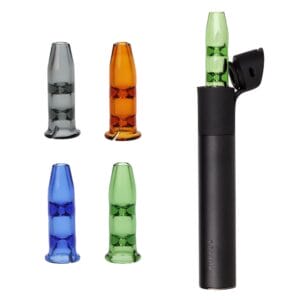 Pulsar Bullet Tip Glass Mouthpiece Attachment for Puffco Pivot w/ Display Stand - Colors Vary