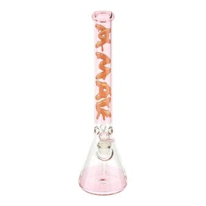 Transparent Pink Bubblegum Vibes 18" Full Color Beaker Bong