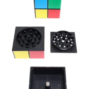 Plastic 3-Part Rubik’s Cube Herb Grinder “Puzzle Crush” – 1½″