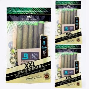 King Palm XXL Natural Pre Roll Palm Leaf Tubes - 3 Packs of 5