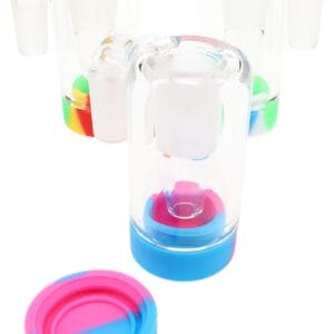 Glass + Silicone 14.5 mm Male-to-Female 90° Wax Catcher – Assorted Colors