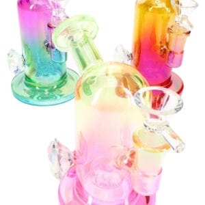 Multicolor Metallic Glass Mini Bong “Gem Glow” – Showerhead Perc – 5″