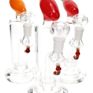 Stemless GoG Glass Bong “Carrot Top” – Showerhead Perc – 7½″ – Assorted Colors
