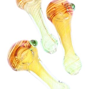 Color-Changing Multicolor Spiral Striped Glass Hand Pipe “Twist Pop” – 4″