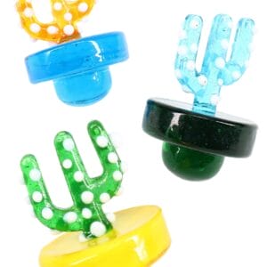 Glass Cactus Carb Cap “Desert Spinner” – Bubble/Directional – Assorted Colors