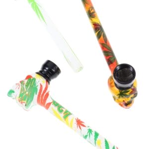 Ceramic Leaf Hand Pipe “Leafy Fist” – 5″ – Assorted Colors