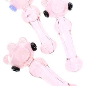 Pink Frit Marble Glass Spoon Pipe “Bubblegum Crown” – 5″