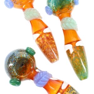 Gold Fumed Frit Chamber Leaf Spoon “Leaf Bloom” – 5½″ – Assorted Colors
