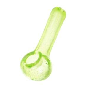 Green Glow In Dark Glass Spoon Pipe - 3.75"