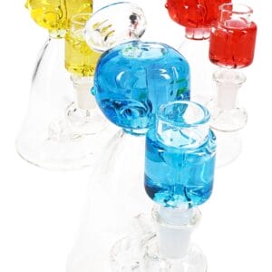 Fluid-Filled Glass Beaker Bong “Little Alien” – Freezable – Showerhead Perc – 6″