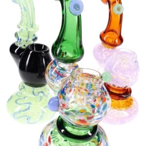 Colorful Frit Glass Sherlock Bubbler “Party Pebbles” – 7.5″ – Assorted Colors