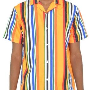 MENS STRIPED BUTTON DOWN SHIRT PRINT