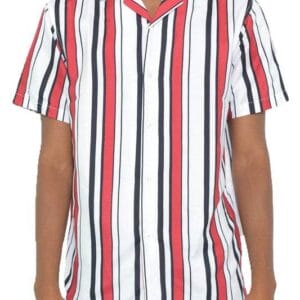 MENS SHORT SLEEVE STRIPED BUTTON DOWN SHIRT PRINT
