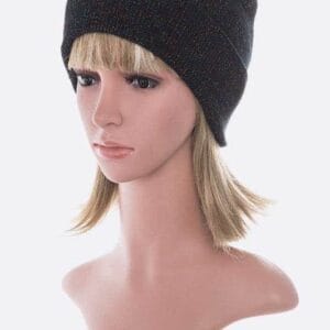 Metallic Basic Knit Cuffed Beanie Set