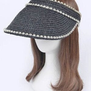 Rhinestone Statement Straw Visor Sun Hat