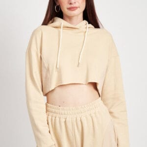 CROPPED HOODIE WITH DRAWSTRINGS