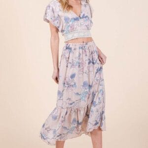 Ruffle Bottom Floral Print Skirt