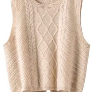 Cable Knit Slit Sweater Vest