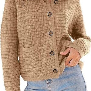 Textured button front cardigan
