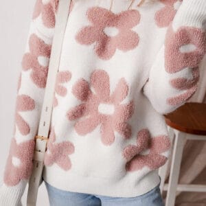Vintage Flower Drop Shoulder Loose Sweater
