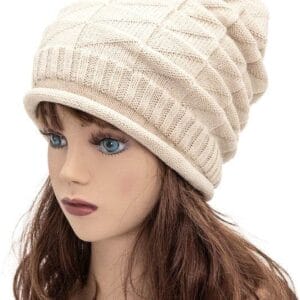Unisex Raised Knit Slouchy Beanie