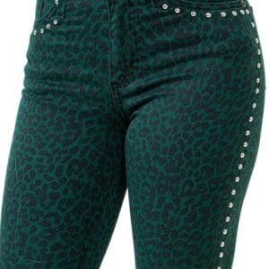 Leopard Studded Bell Bottom Jean