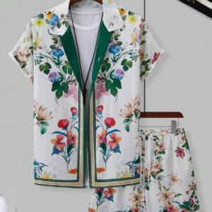 Hawaiian resort wear men beach shorts set