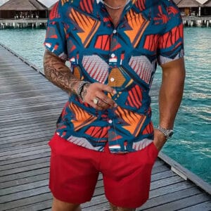 Men streetwear two piece Beach set