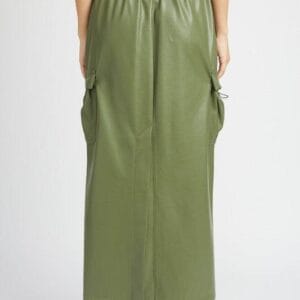 LEATHER CARGO MAXI SKIRT