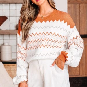 Daphne Zigzag Knitted Pullover Sweater