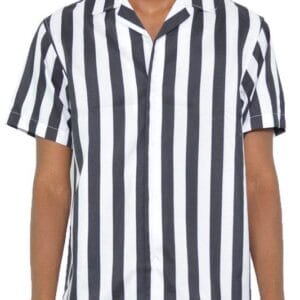 MENS SHORT SLEEVE STRIPED BUTTON DOWN PRINT SHIRT